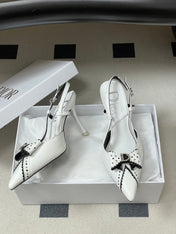 DIOR 26S SLINGBACK HIGH HEELS 100 MM IN WHITE CALFSKIN
