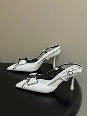DIOR 26S SLINGBACK HIGH HEELS 100 MM IN WHITE CALFSKIN
