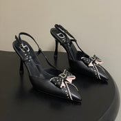DIOR 26S SLINGBACK HIGH HEELS 100 MM IN BLACK CALFSKIN