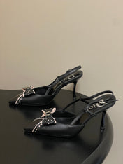 DIOR 26S SLINGBACK HIGH HEELS 100 MM IN BLACK CALFSKIN