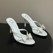 DIOR 26S HIGH HEEL SANDALS 100 MM IN WHITE CALFSKIN
