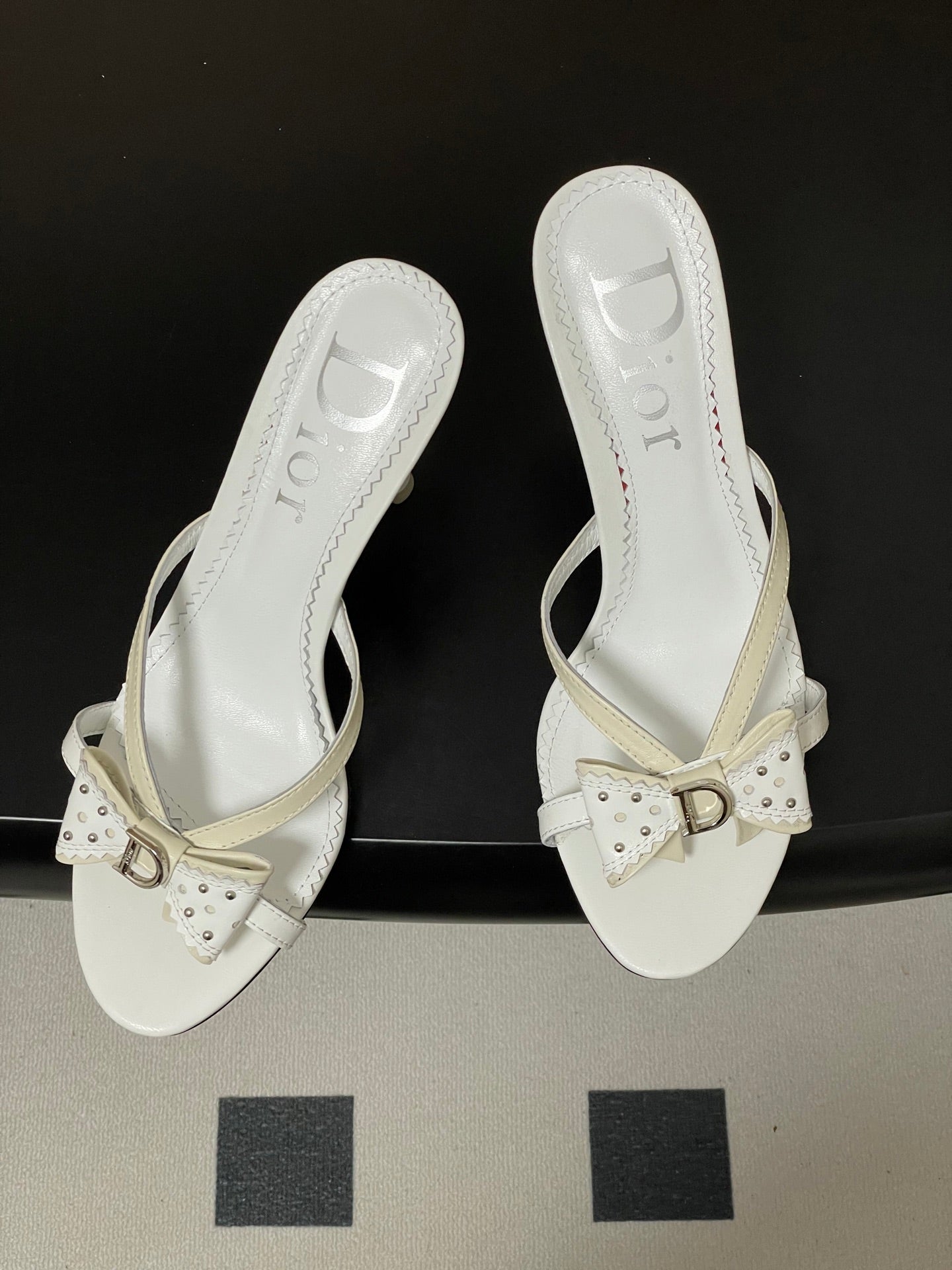 DIOR 26S HIGH HEEL SANDALS 100 MM IN WHITE CALFSKIN