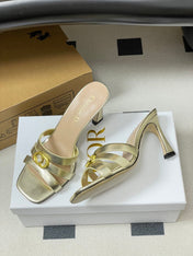 DIOR 26S HIGH HEEL SANDALS 80 MM IN GOLD CALFSKIN