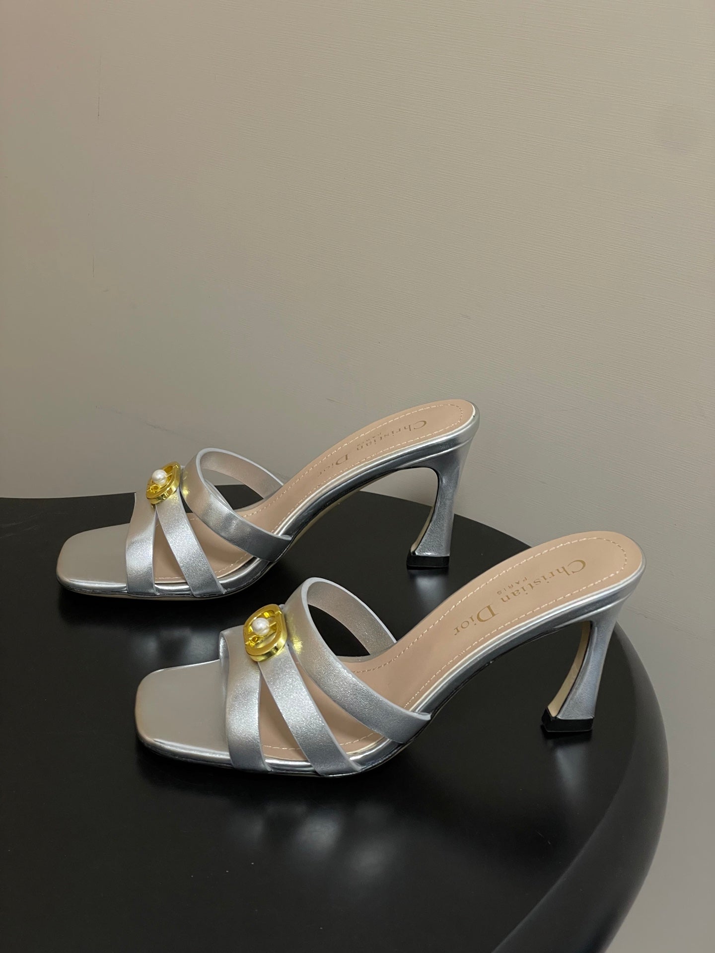 DIOR 26S HIGH HEEL SANDALS 80 MM IN SILVER CALFSKIN