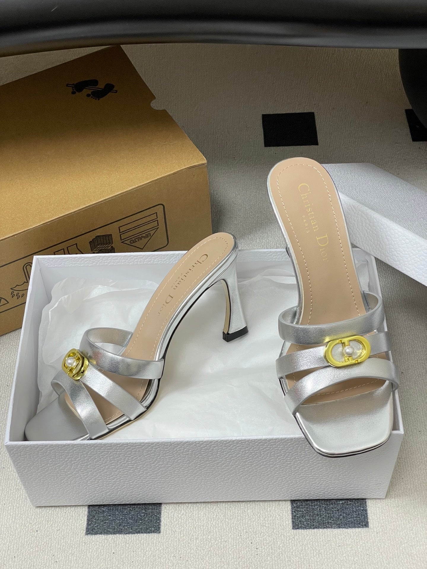 DIOR 26S HIGH HEEL SANDALS 80 MM IN SILVER CALFSKIN