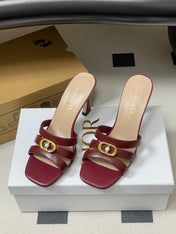 DIOR 26S HIGH HEEL SANDALS 80 MM IN DARK RED CALFSKIN