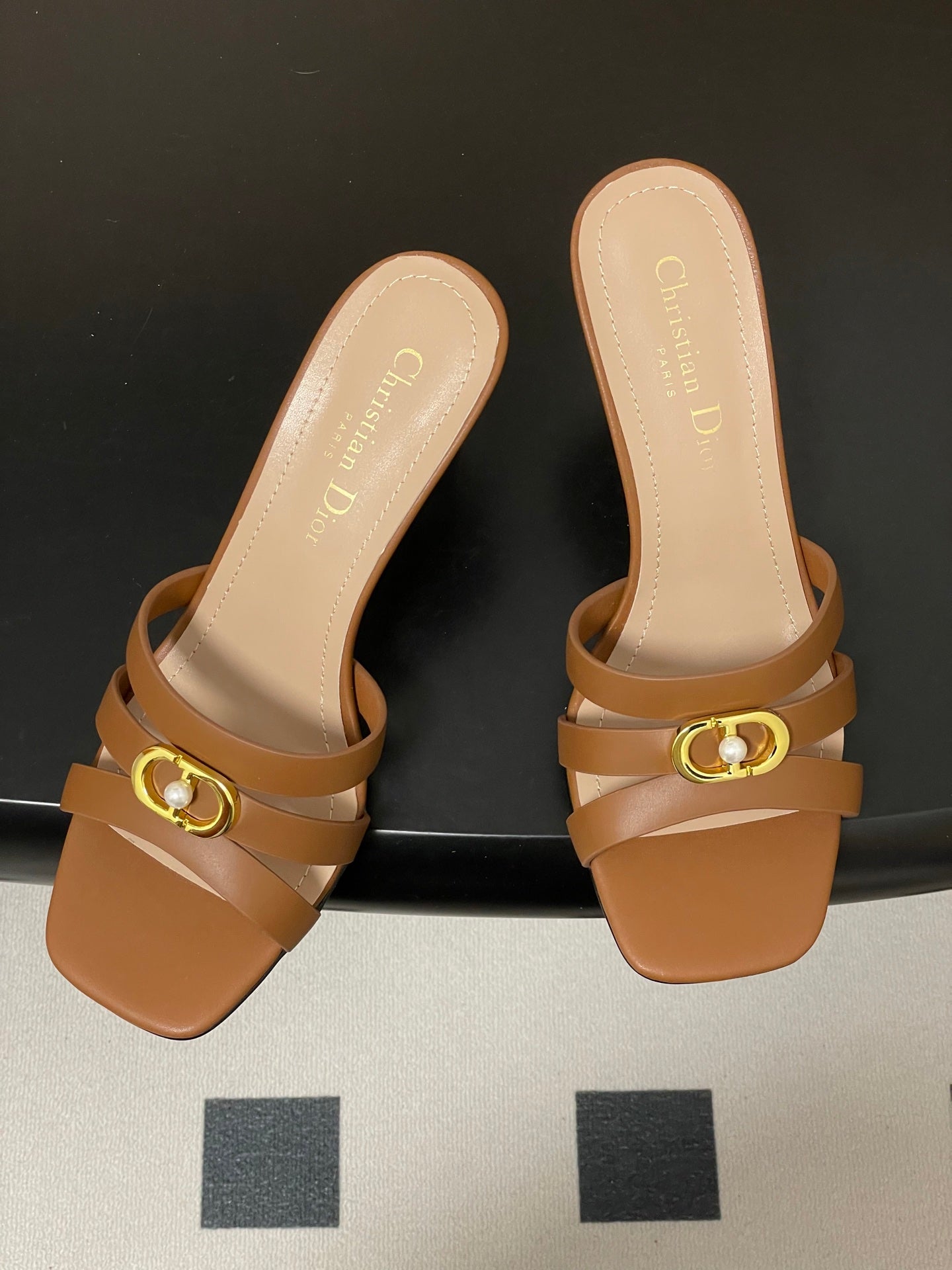 DIOR 26S HIGH HEEL SANDALS 80 MM IN BROWN CALFSKIN