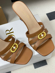 DIOR 26S HIGH HEEL SANDALS 80 MM IN BROWN CALFSKIN
