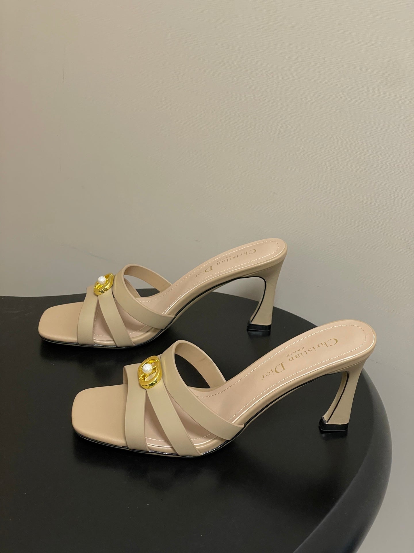 DIOR 26S HIGH HEEL SANDALS 80 MM IN WARM BEIGE BROWN CALFSKIN