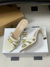 DIOR 26S HIGH HEEL SANDALS 80 MM IN WHITE CALFSKIN