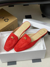 DIOR 26S MULES IN RED SUEDE WITH BOW