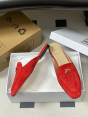 DIOR 26S MULES IN RED SUEDE WITH BOW