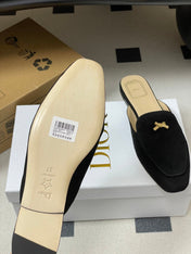 DIOR 26S MULES IN BLACK SUEDE WITH BOW