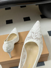 GIANVITO ROSSI 26S HIGH HEELS 85 MM IN WHITE LACE