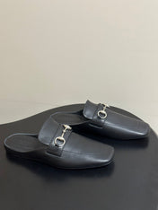 GUCCI 26S HORSEBIT LOAFER MULES IN BLACK CALFSKIN