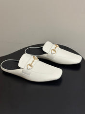 GUCCI 26S HORSEBIT LOAFER MULES IN WHITE CALFSKIN