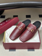 GUCCI 26S HORSEBIT LOAFER MULES IN RED CALFSKIN