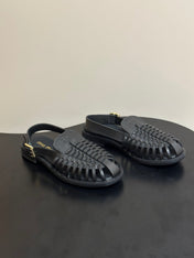 MIUMIU 26S SLINGBACK FISHERMAN SANDALS IN BLACK CALFSKIN