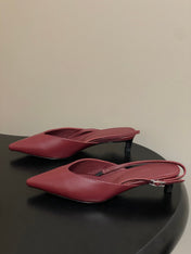 HM 26S NICOLE SLINGBACK 40MM IN BURGUNDY RED CALFSKIN SILVER HARDWARE