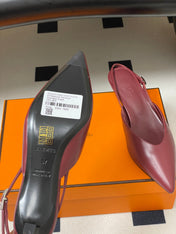 HM 26S NICOLE SLINGBACK 40MM IN BURGUNDY RED CALFSKIN SILVER HARDWARE