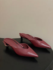 HM 26S NICOLE SLINGBACK 40MM IN BURGUNDY RED CALFSKIN SILVER HARDWARE
