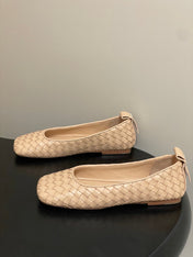 BOTTEGA VENETA 26S BALLET FLATS IN BEIGE WOVEN LAMBSKIN