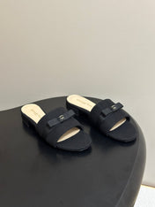 GIANVITO ROSSI 26S SLIDES IN BLACK FABRIC