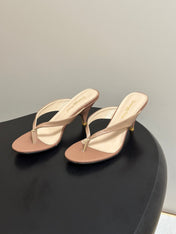 GIANVITO ROSSI 26S THONG HEEL SANDALS 70 MM IN NUDE CALFSKIN