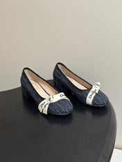 DIOR 26S J'ADIOR OBLIQUE BOW PUMPS 35MM IN BLACK DIOR OBLIQUE EMBROIDERED CANVAS