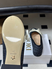 DIOR 26S J'ADIOR OBLIQUE BOW PUMPS 35MM IN BLACK DIOR OBLIQUE EMBROIDERED CANVAS