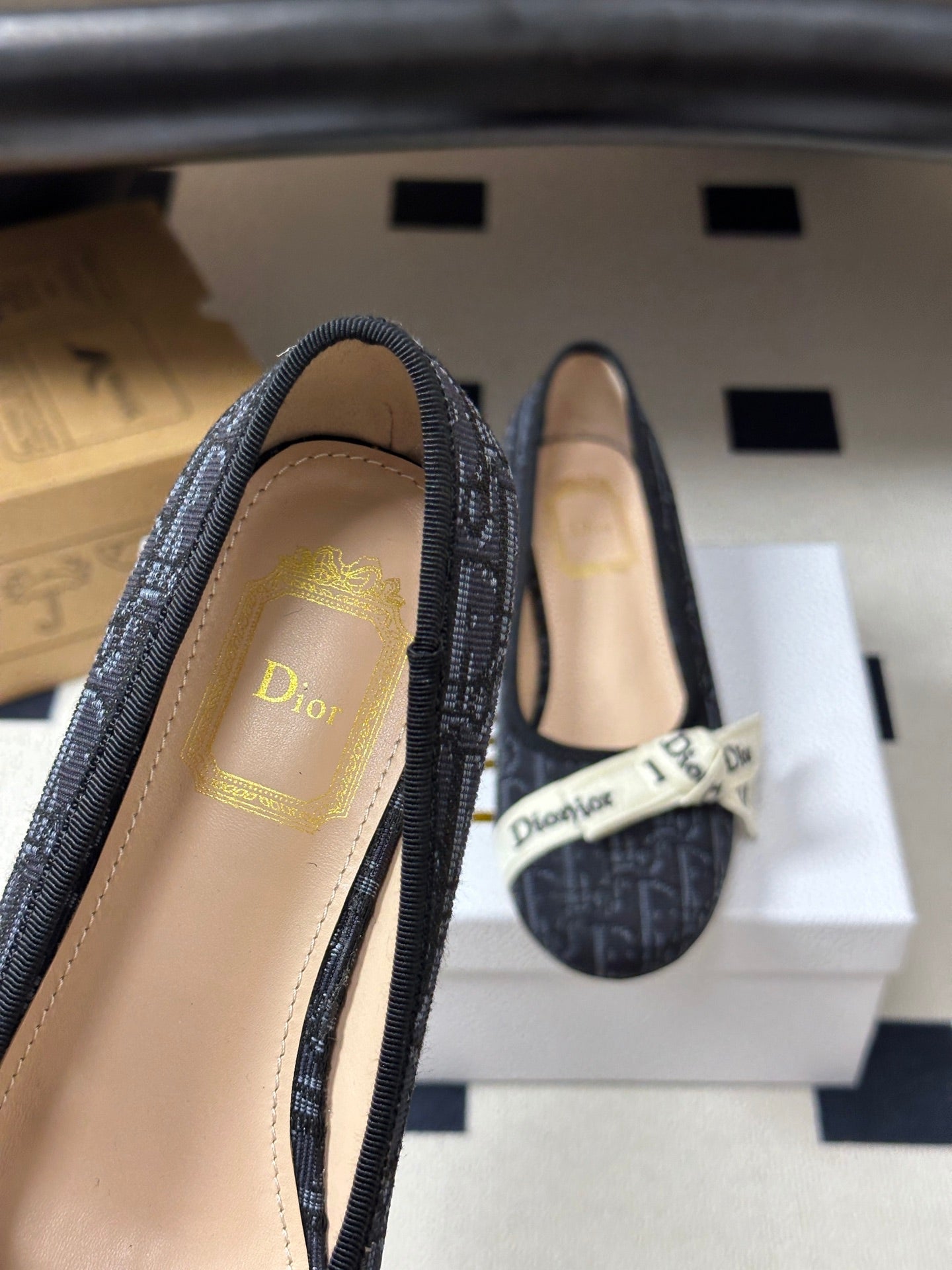 DIOR 26S J'ADIOR OBLIQUE BOW PUMPS 35MM IN BLACK DIOR OBLIQUE EMBROIDERED CANVAS
