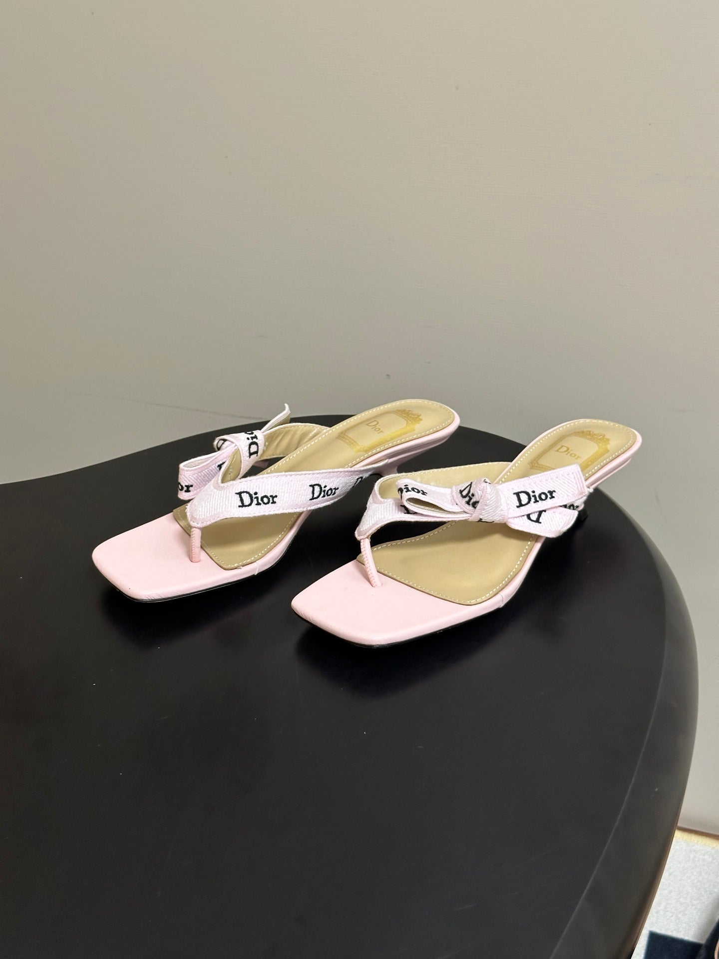 DIOR 26S HIGH-HEEL THONG SANDAL 30MM IN PINK BABY EMBROIDERED CANVAS AND CALFSKIN