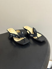 DIOR 26S HIGH-HEEL THONG SANDAL 30MM IN BLACK EMBROIDERED CANVAS AND CALFSKIN