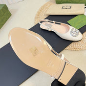GG Double G patent leather slingback ballet flats Glossy White