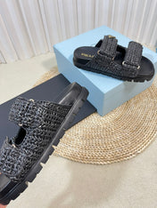 Pra Raffia Cork Slide 40 Black