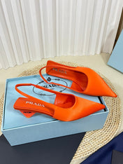 PRA POINTED TOE SLINGBACK PUMPS BRIGHT ORANGE SATIN
