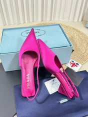 PRA POINTED TOE SLINGBACK PUMPS BRIGHT PINK SATIN