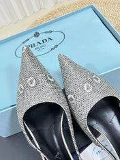 PRA POINTED TOE SLINGBACK PUMPS SNAKESKIN MOTIF SATIN