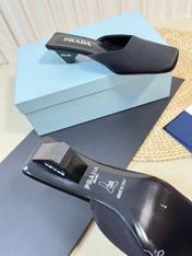 PRA SQUARE TOE MULES BLACK SATIN