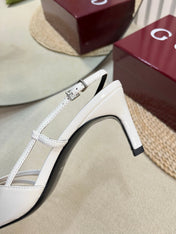 SLINGBACK PUMP 6 CM IN WHITE GLOSSY CALFSKIN