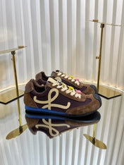 LOEWE 26S RUNNER 2.0 SNEAKERS IN DARK BROWN SUEDE AND FABRIC