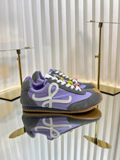 LOEWE 26S RUNNER 2.0 SNEAKERS IN DARK GREY SUEDE AND PURPLE FABRIC