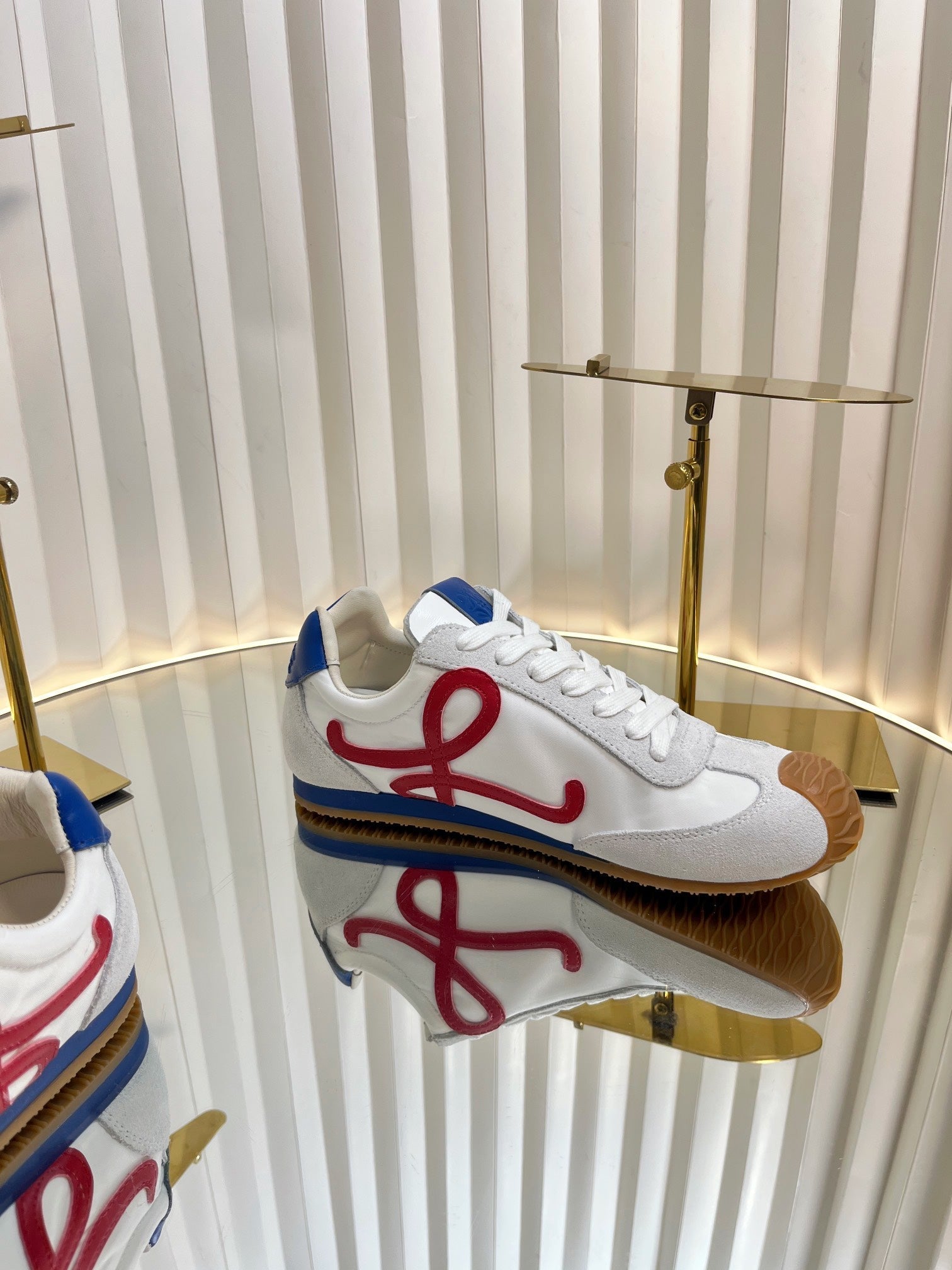 LOEWE 26S RUNNER 2.0 SNEAKERS IN WHITE FABRIC AND SUEDE STYLE 1