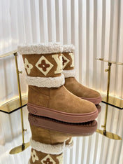 SNOWDROP FLAT ANKLE BOOTS IN CIDER BROWN SUEDE