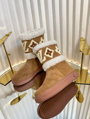 SNOWDROP FLAT ANKLE BOOTS IN CIDER BROWN SUEDE