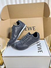 LOEWE 26S RUNNER 2.0 SNEAKERS IN DARK GREY CALFSKIN AND SUEDE