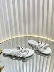 THREE STRAPS MULE IN WHITE CALFSKIN