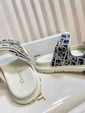 DIORACT SLIDES 25MM IN NAVY BLUE TWEED