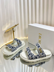 DIORACT SLIDES 25MM IN NAVY BLUE TWEED