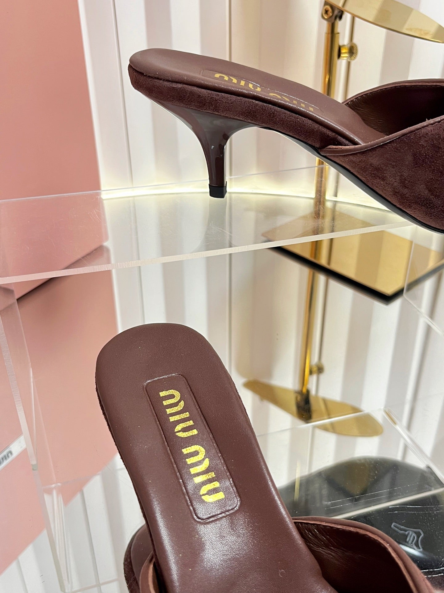 MIUMIU 26S MULE SANDALS 55MM IN DARK BROWN SUEDE WITH BOW